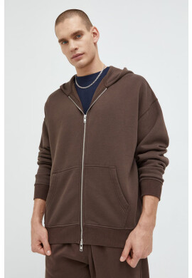 Abercrombie & Fitch Суичър в кафяво с качулка с изчистен дизайн - Pepit.bg