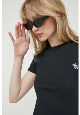 Abercrombie & Fitch Тениска в черно - Pepit.bg