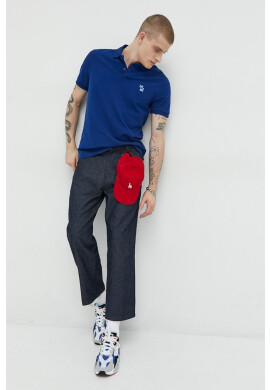 Abercrombie & Fitch Тениска с яка в тъмносиньо с апликация - Pepit.bg