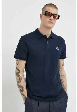 Abercrombie & Fitch Тениска с яка в тъмносиньо с апликация - Pepit.bg