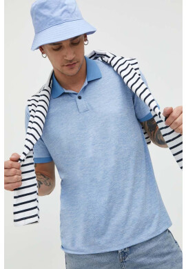 Abercrombie & Fitch Тениска с яка в синьо меланж на - Pepit.bg
