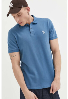 Abercrombie & Fitch Тениска с яка в синьо с изчистен дизайн - Pepit.bg