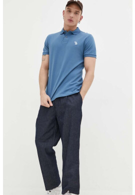Abercrombie & Fitch Тениска с яка в синьо с изчистен дизайн - Pepit.bg