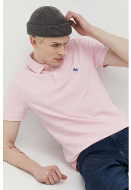 Abercrombie & Fitch Тениска с яка в розово с изчистен дизайн - Pepit.bg