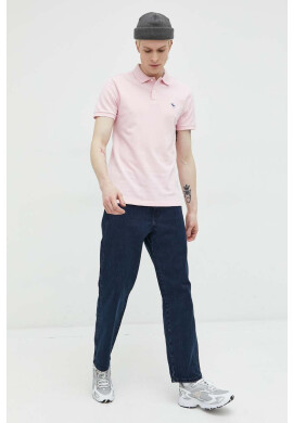 Abercrombie & Fitch Тениска с яка в розово с изчистен дизайн - Pepit.bg