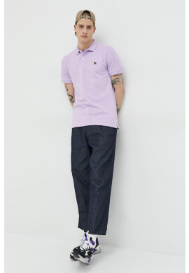 Abercrombie & Fitch Тениска с яка в лилаво с апликация - Pepit.bg