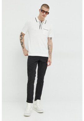 Abercrombie & Fitch Тениска с яка в синьо с десен - Pepit.bg