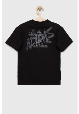 adidas Детска памучна тениска в черно с принт - Pepit.bg