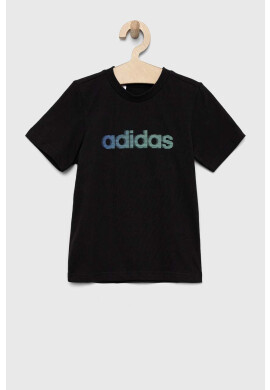 adidas Детска памучна тениска в черно с принт - Pepit.bg