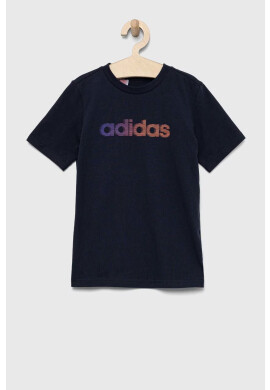 adidas Детска памучна тениска в тъмносиньо с принт - Pepit.bg