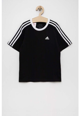 adidas Детска памучна тениска G 3S BF в черно с апликация - Pepit.bg