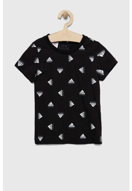 adidas Детска памучна тениска G BLUV в черно - Pepit.bg