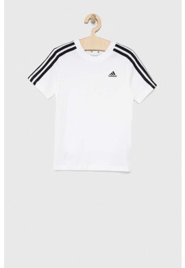 adidas Детска памучна тениска U 3S в бяло с апликация - Pepit.bg