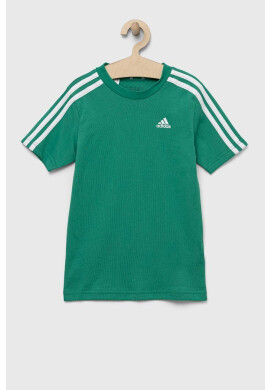 adidas Детска памучна тениска U 3S в зелено с апликация - Pepit.bg