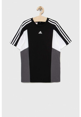 adidas Детска памучна тениска U 3S CB TEE в черно с десен - Pepit.bg