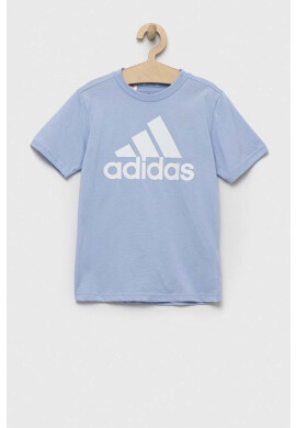 adidas Детска памучна тениска U BL в синьо с принт - Pepit.bg
