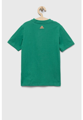 adidas Детска памучна тениска U BL 2 TEE в зелено с принт - Pepit.bg