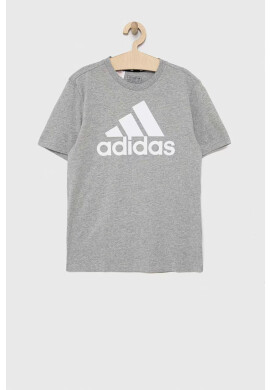 adidas Детска памучна тениска U BL в сиво с принт - Pepit.bg