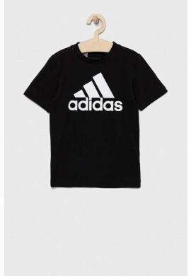 adidas Детска памучна тениска U BL в черно с принт - Pepit.bg