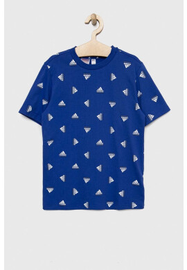 adidas Детска памучна тениска U BLUV TEE в синьо с принт - Pepit.bg