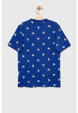 adidas Детска памучна тениска U BLUV TEE в синьо с принт - Pepit.bg