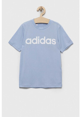 adidas Детска памучна тениска U LIN в синьо с принт - Pepit.bg