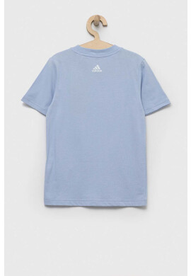 adidas Детска памучна тениска U LIN в синьо с принт - Pepit.bg