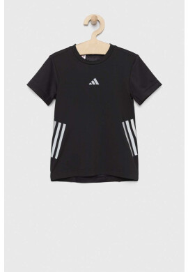 adidas Детска тениска U RUN 3S в черно с десен - Pepit.bg