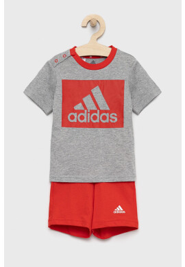adidas Детски памучен анцуг в червено - Pepit.bg