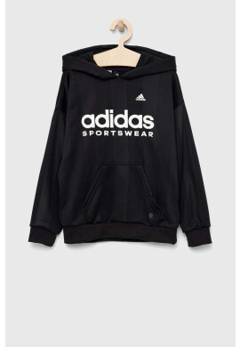 adidas Детски суичър FT в черно с качулка с принт - Pepit.bg