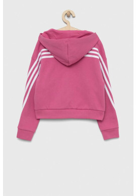 adidas Детски суичър G FI 3S В розово с качулка с десен - Pepit.bg