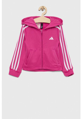 adidas Детски суичър G TR-ES 3S в розово с качулка с изчистен дизайн - Pepit.bg