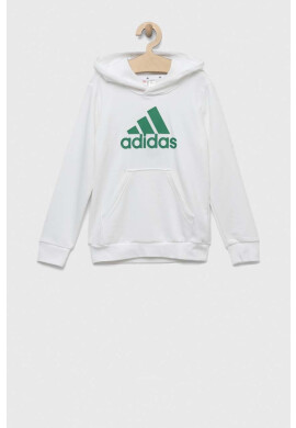 adidas Детски суичър U BL в бяло с качулка с принт - Pepit.bg