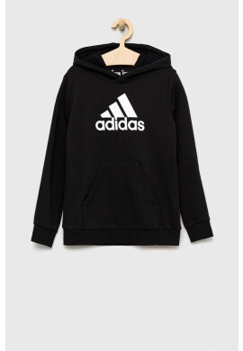 adidas Детски суичър U BL в черно с качулка с десен - Pepit.bg