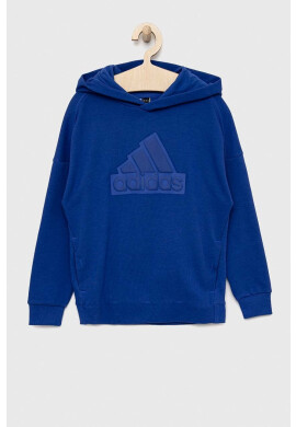 adidas Детски суичър U FI в синьо с качулка с апликация - Pepit.bg