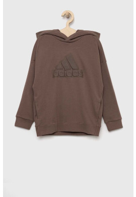 adidas Детски суичър U FI в кафяво с качулка с апликация - Pepit.bg