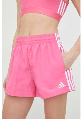 adidas Къс панталон в розово с апликация с висока талия - Pepit.bg