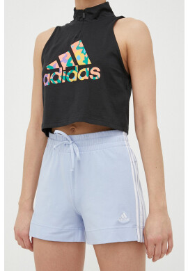 adidas Къс панталон в синьо с апликация с висока талия - Pepit.bg