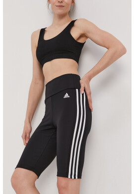 adidas Къс панталон GL3971 дамски в черно с изчистен дизайн с висока талия - Pepit.bg