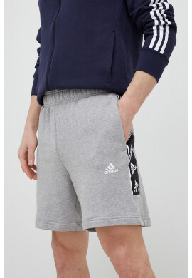 adidas Памучен къс панталон в сиво меланж на - Pepit.bg