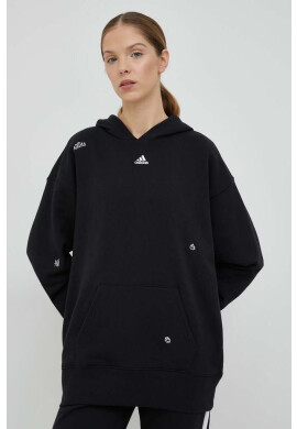 adidas Памучен суичър в черно с качулка с апликация - Pepit.bg