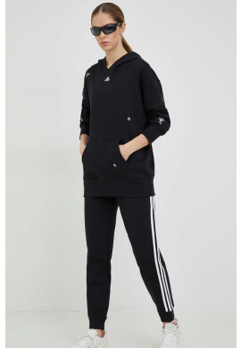 adidas Памучен суичър в черно с качулка с апликация - Pepit.bg