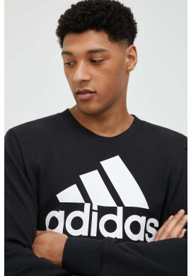adidas Памучен суичър в черно с принт - Pepit.bg