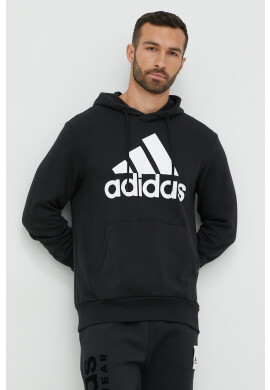 adidas Памучен суичър в черно с качулка с принт - Pepit.bg