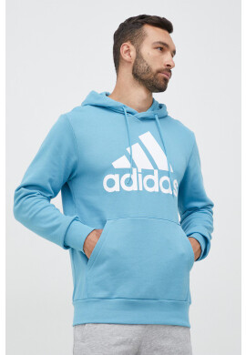 adidas Памучен суичър в тюркоазено с качулка с принт - Pepit.bg