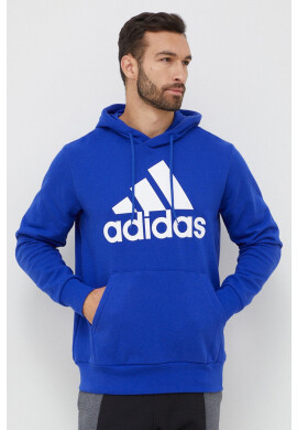 adidas Памучен суичър в синьо с качулка с принт - Pepit.bg