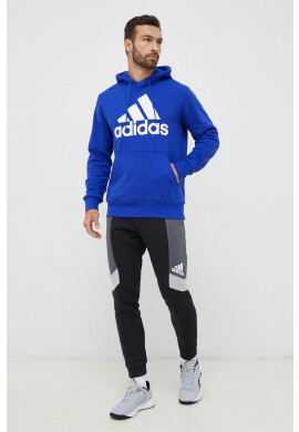 adidas Памучен суичър в синьо с качулка с принт - Pepit.bg