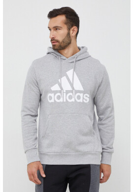 adidas Памучен суичър в сиво с качулка с принт - Pepit.bg