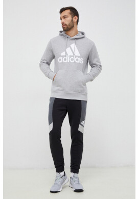 adidas Памучен суичър в сиво с качулка с принт - Pepit.bg
