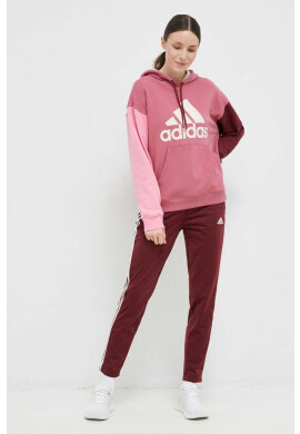 adidas Памучен суичър в розово с качулка с десен - Pepit.bg
